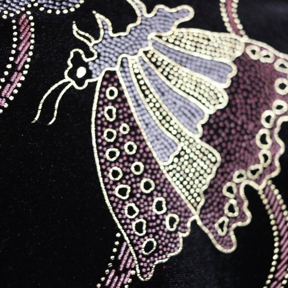 Vintage Jaipur Velour Metallic Butterfly Sparkle Long line Tunic Top LG - Picture 6 of 10